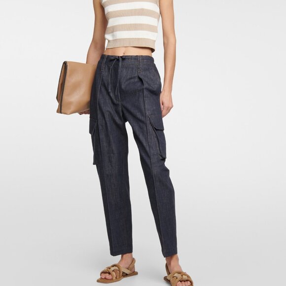 Brunello Cucinelli Jeans Monili Tab Tapered Leg Blue Denim 100% Cotton Size 4 - Picture 2 of 10